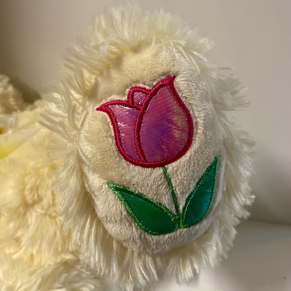 Bunny Plush Yellow Rabbit Stuffed Animal Easter Toy Bendable Ears Floral Paws - Picture 9 of 12